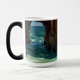 Pixel art cave on the beach  color morph mug 