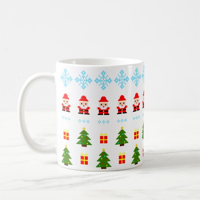 Pixel Art Christmas Coffee Mug (Left)