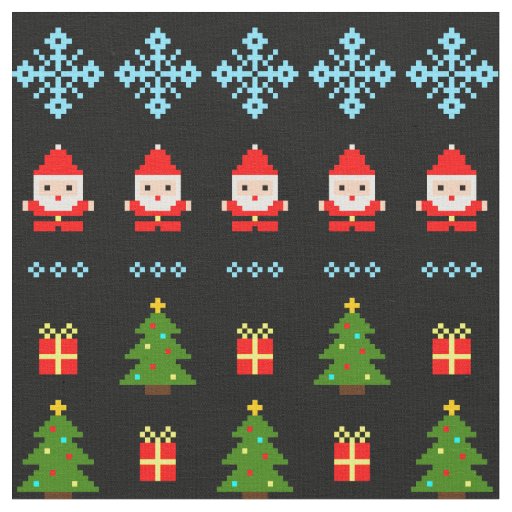 Pixel Art Christmas Fabric