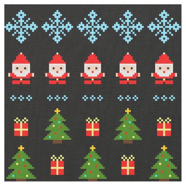 Pixel Art Christmas Fabric (Close Up)