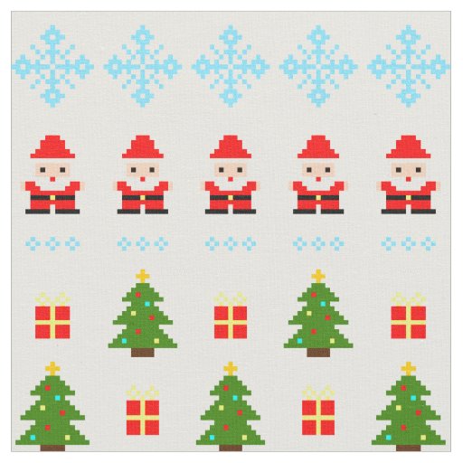 Pixel Art Christmas Fabric