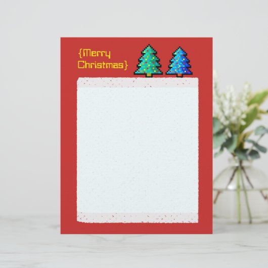 Pixel art Christmas tree green with decorations (Standing Front)