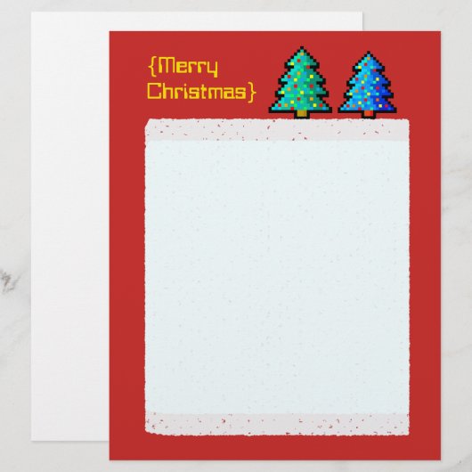 Pixel art Christmas tree green with decorations (Front/Back)