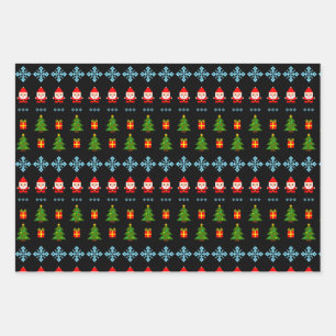 Pixel Art Christmas Wrapping Paper Sheets