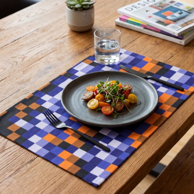 Pixel Art Cloth Placemat – Blues, Orange & Earth (Creator Uploaded)