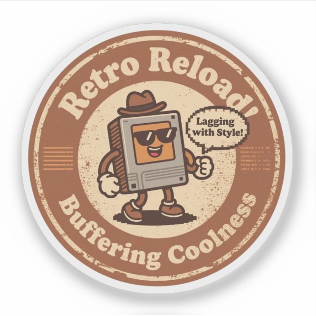 Pixel Art Computer Character "Lagging with Style!" Sticker (Front)
