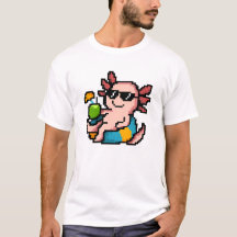 Pixel Art Cool Axolotl Chilling