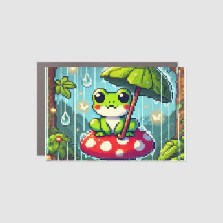 Pixel Art Cozy Frog on a Mushroom Car Magnet