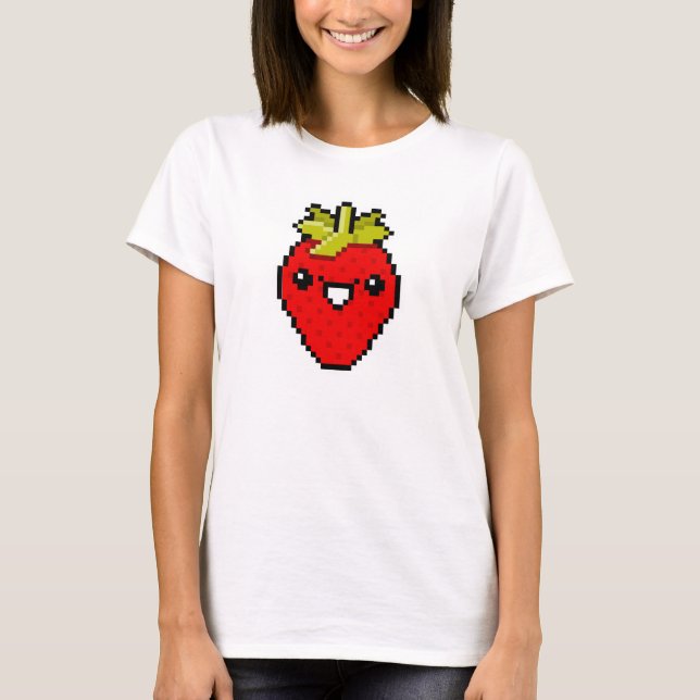 Pixel Art Cute Strawberry T-Shirt (Front)
