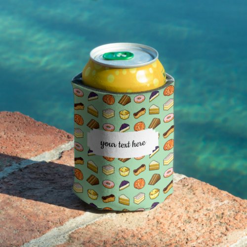 Pixel Art Delicious Cakes Pattiserie Pattern Can Cooler