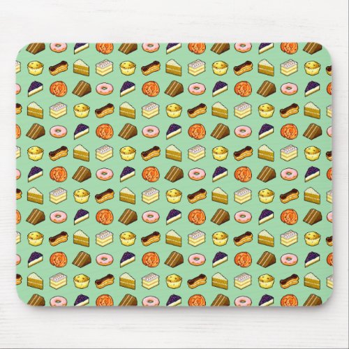 Pixel Art Delicious Cakes Pattiserie Pattern Mouse Pad