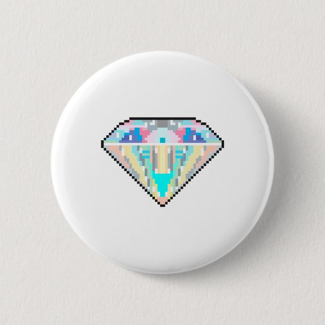 Pixel art diamond gem button (Front)
