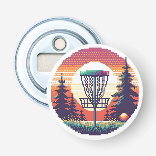 Pixel Art Disc Golf Course Bottle Opener (Front)