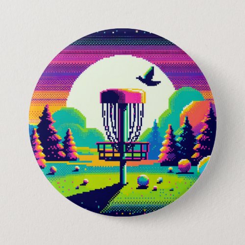 Pixel Art Disc Golf Course Button