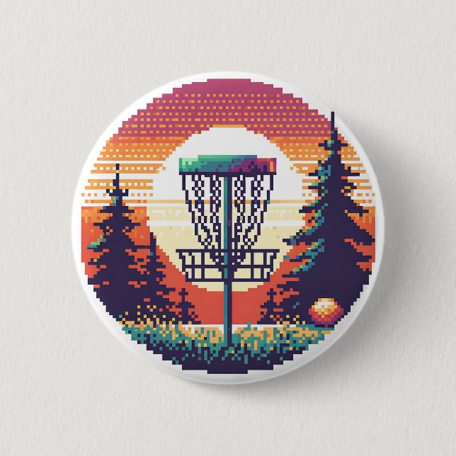 Pixel Art Disc Golf Course Button (Front)