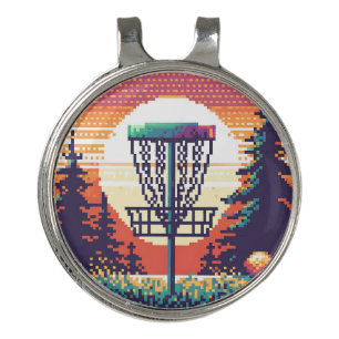 Pixel Art Disc Golf Course Golf Hat Clip