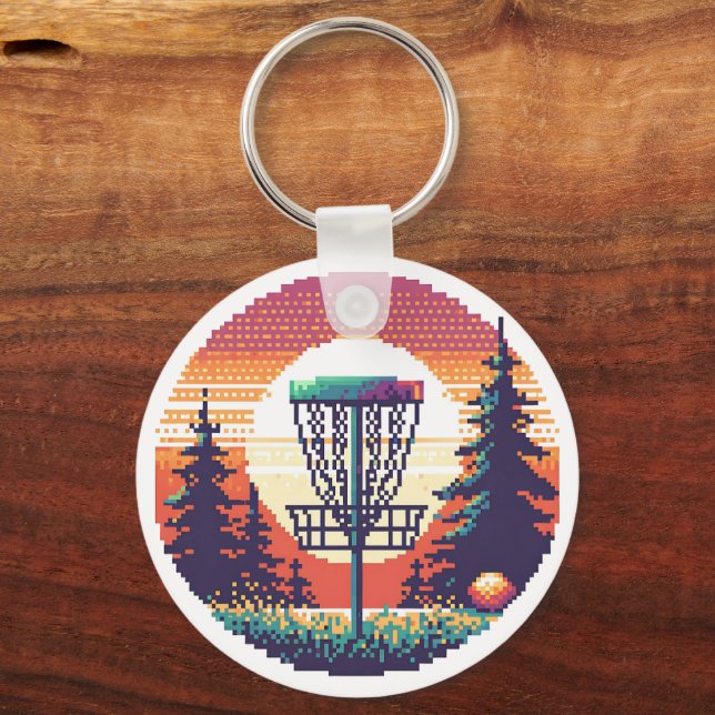 Pixel Art Disc Golf Course Keychain (Back)