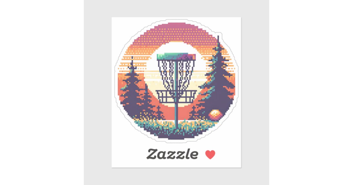 Pixel Art Disc Golf Course Sticker | Zazzle