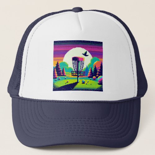 Pixel Art Disc Golf Course Trucker Hat