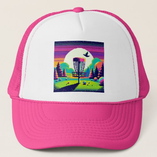 Pixel Art Disc Golf Course Trucker Hat