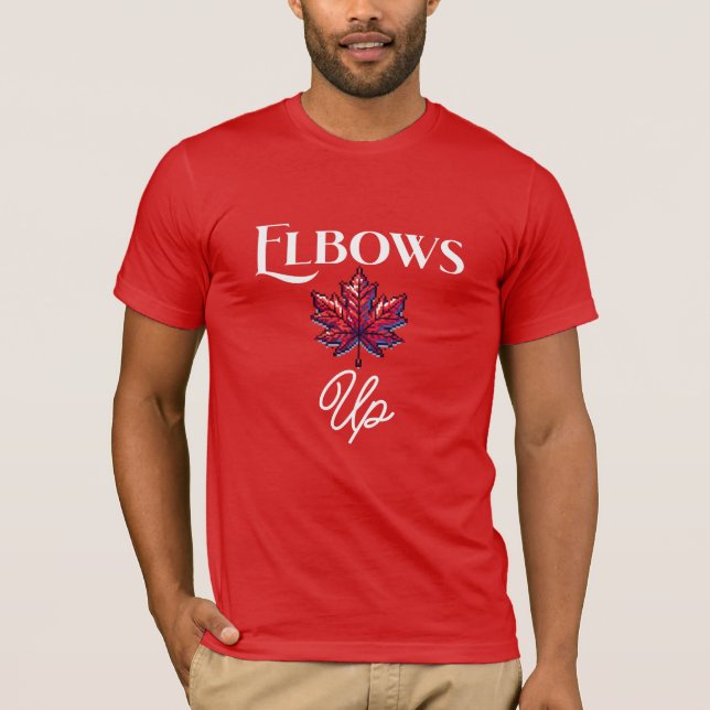 Pixel Art Elbows Up | Canada Support & Ally  T-Shirt (Front)