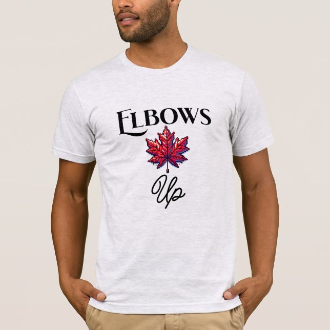 Pixel Art Elbows Up | Canada Support & Ally  T-Shirt (Front)