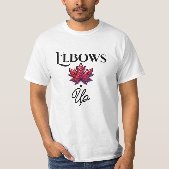 Pixel Art Elbows Up | Canada Support & Ally  T-Shirt (Front)