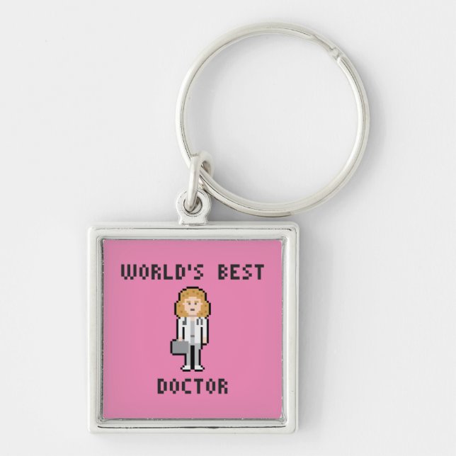 Pixel Art Female Doctor Keychain (Front)