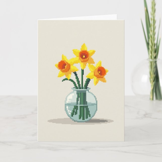 Pixel Art Floral Mothers Day Card (Front)