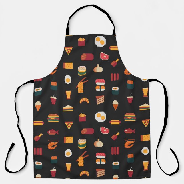 Pixel art food, seamless texture. apron (Front)