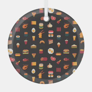 Pixel art food, seamless texture. glass ornament