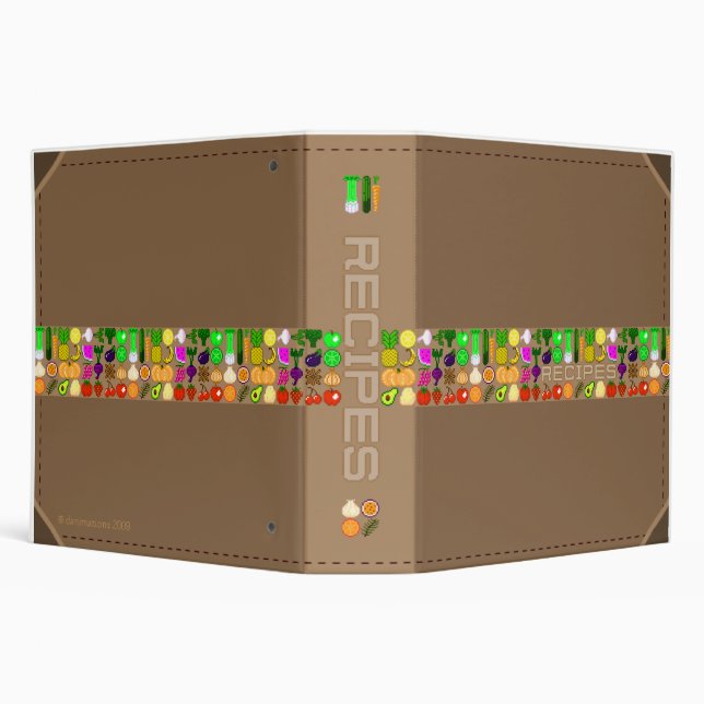 Pixel Art Fruit & Vegetables 2" Recipe Binder (Background)