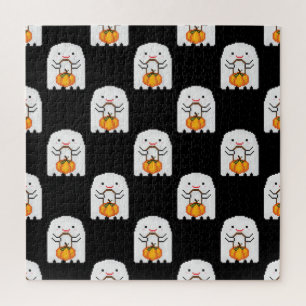 Pixel art ghost: Halloween pattern Jigsaw Puzzle