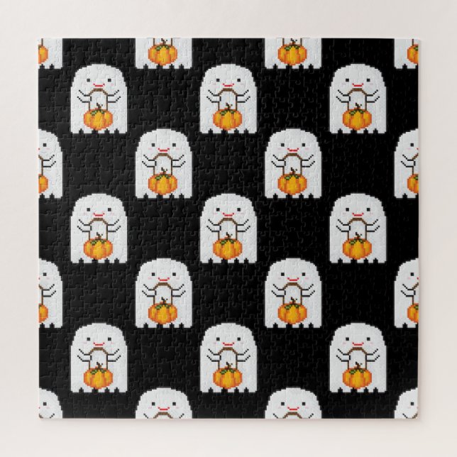 Pixel art ghost: Halloween pattern Jigsaw Puzzle (Vertical)
