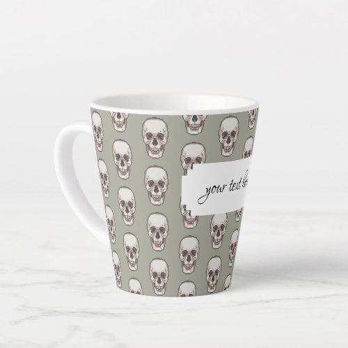 Pixel Art Gothic Spooky Skull Pattern Latte Mug