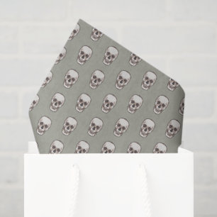 Pixel Art Gothic Spooky Skull Pattern Tissue Paper