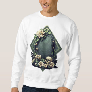Pixel Art Grave with Floral and skull Sweatshirt