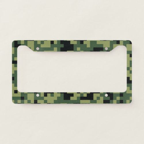 Pixel Art Green Camouflage Camo your License Plate Frame