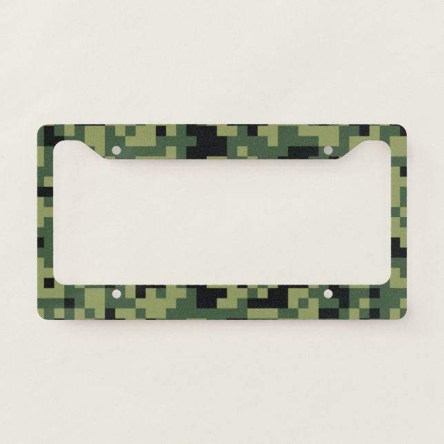 Pixel Art Green Camouflage. Camo your License Plate Frame (Front)