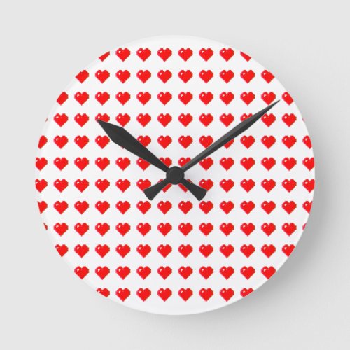 Pixel art heart round clock