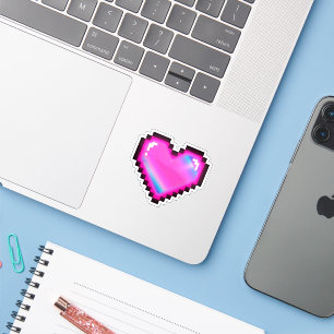 Pixel Art Holographic Heart Pink Cute Love Sticker