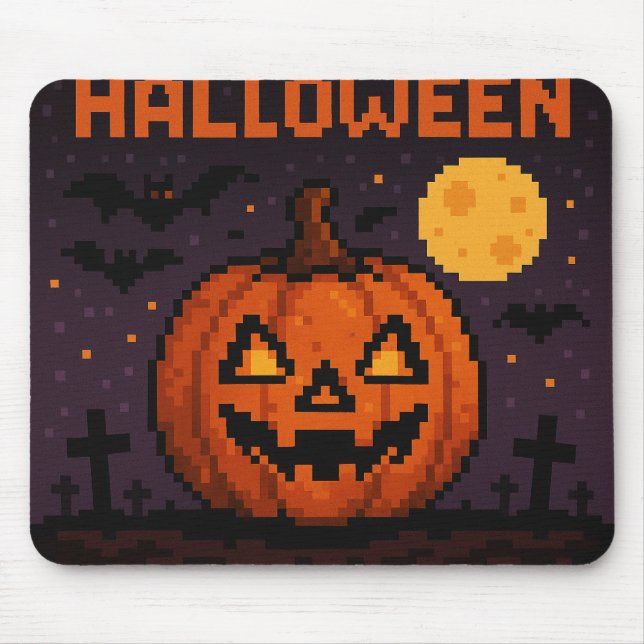 Pixel art inspired Halloween mouse pad (Front)