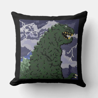 Pixel Art Kaiju Throw Pillow