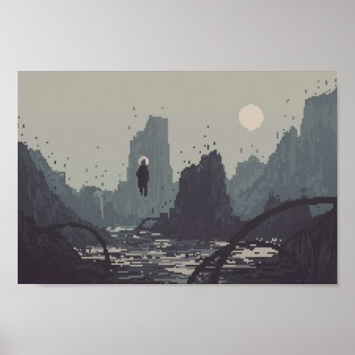 Pixel Art Landscape 001 Poster