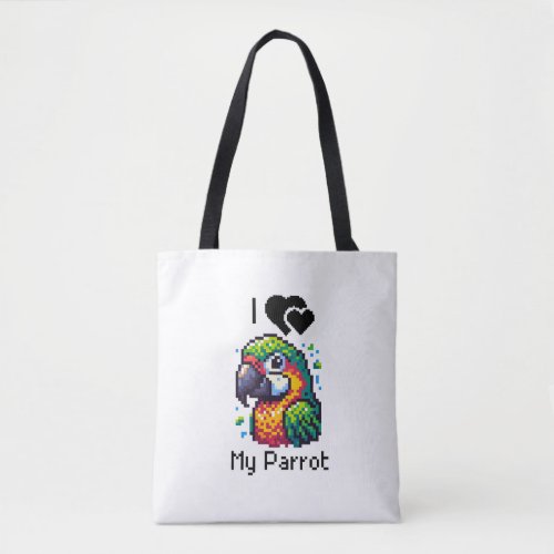 Pixel Art  Love My Parrot Personalized Tote Bag