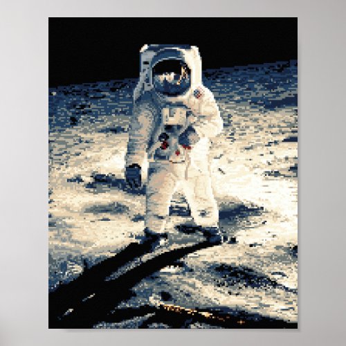 Pixel Art Moon Man History in Pixels Poster