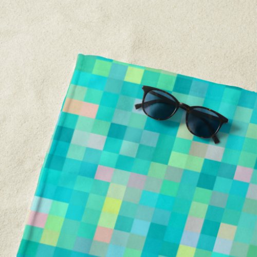 Pixel Art Multicolor Pattern Beach Towel