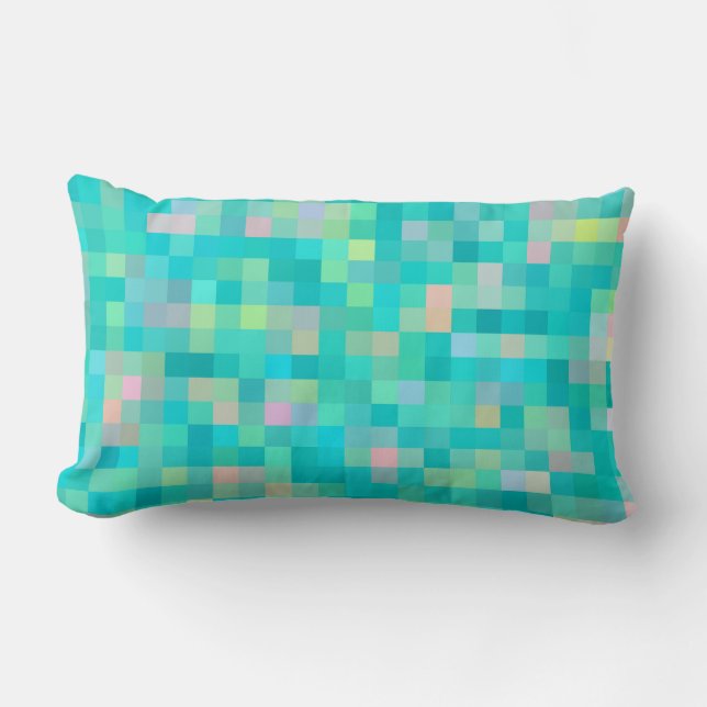 Pixel Art Multicolor Pattern Lumbar Pillow (Front)