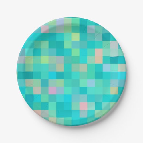 Pixel Art Multicolor Pattern Paper Plates
