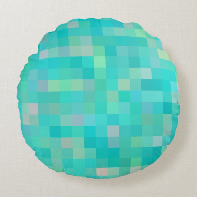 Pixel Art Multicolor Pattern Round Pillow (Front)